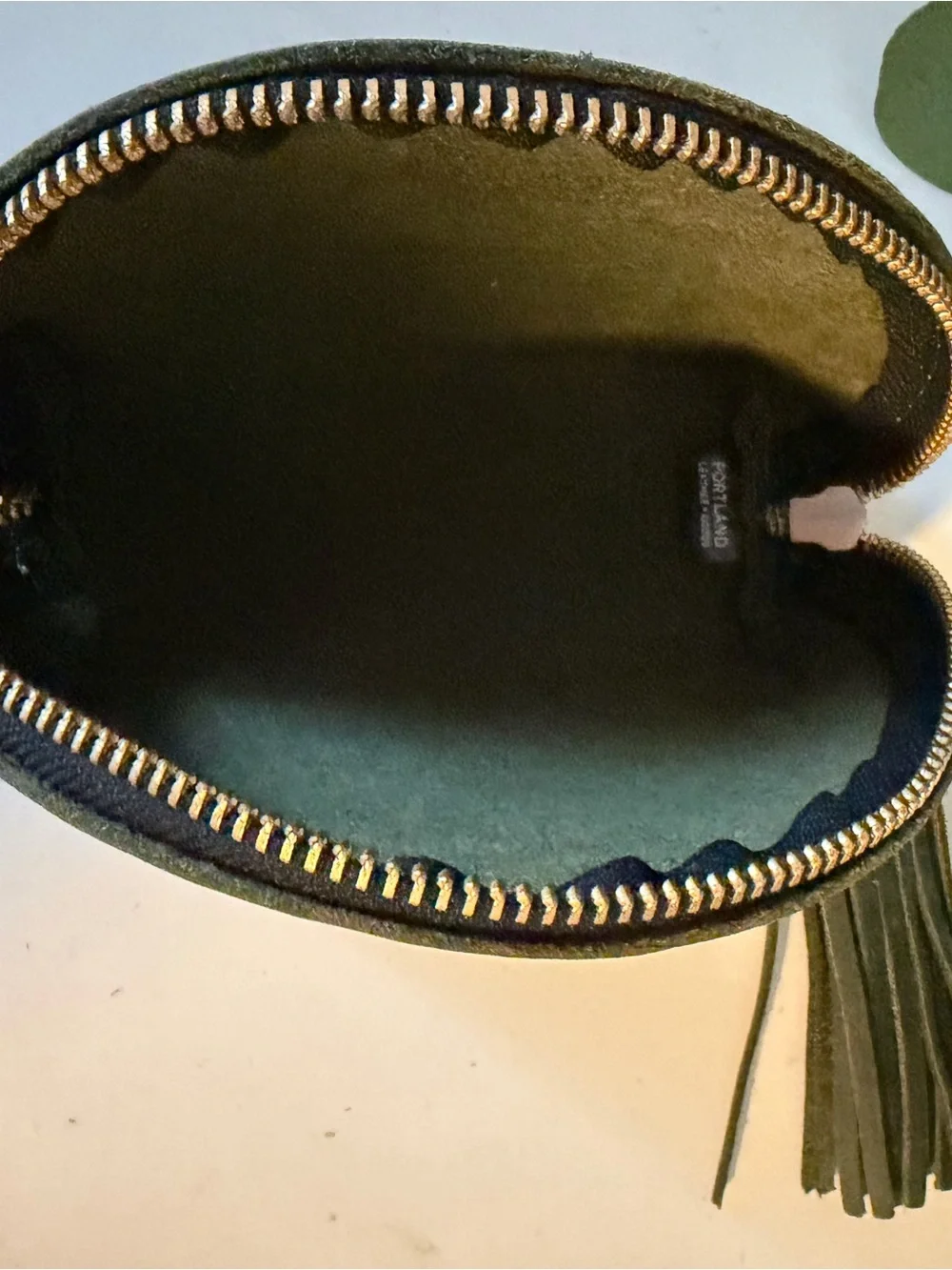 Portland Leather Taco Tassel Pouch in Evergreen Leather